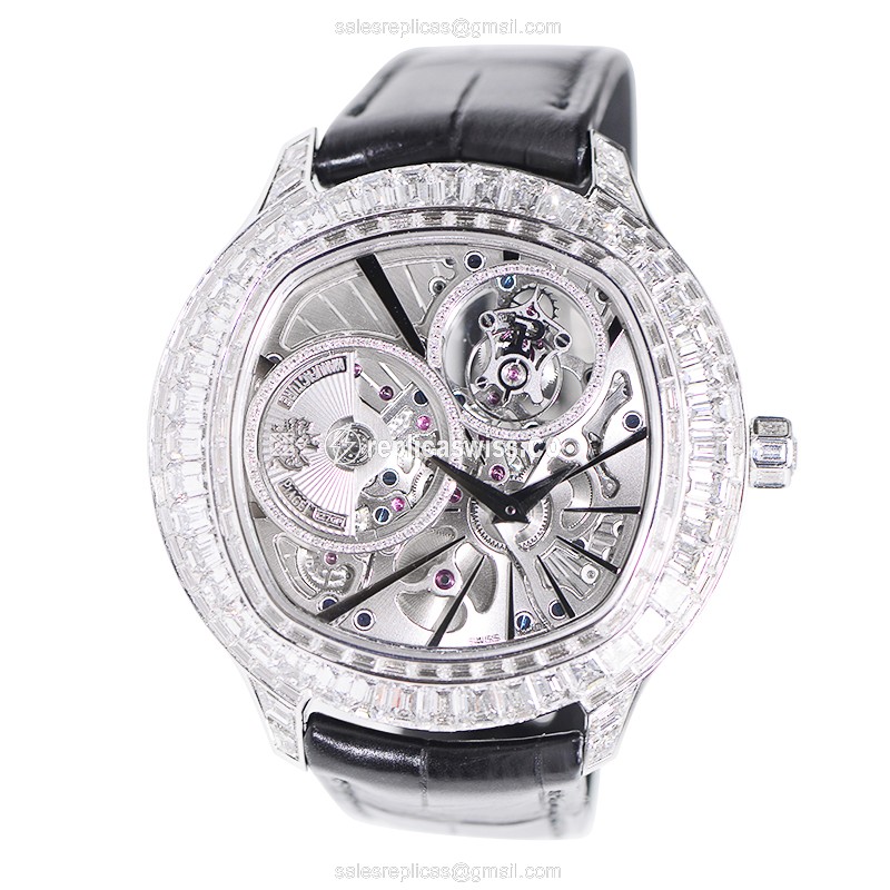 Piaget EMEPERADOR - 18kt White Gold - Diamond Dial - Automatic - Black Alligator Strap - View 2