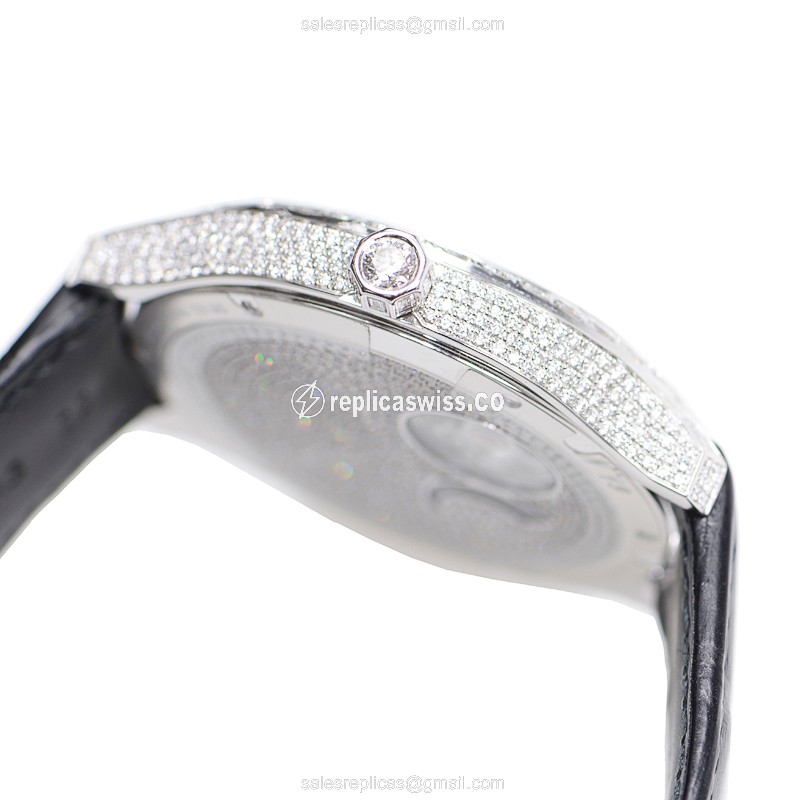 Piaget EMEPERADOR - 18kt White Gold - Diamond Dial - Automatic - Black Alligator Strap - View 4