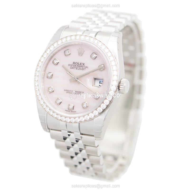 Rolex Datejust Replica | Automatic | Pink Dial | Steel Clasp, Silver Strap - View 3