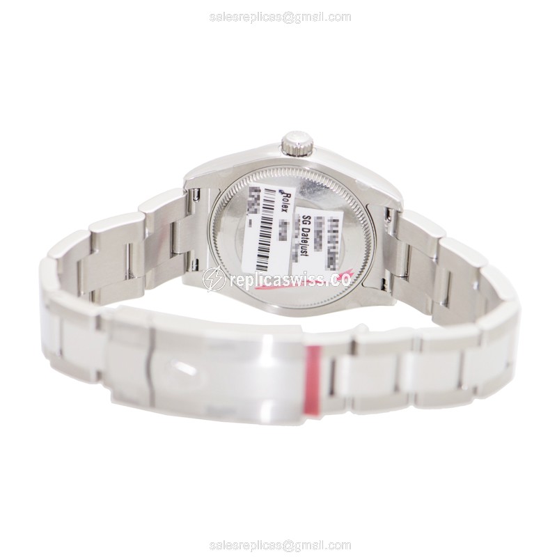 Rolex Datejust Replica - Automatic - 18kt White Gold & Steel - Black Dial on Silver Steel Strap - View 4