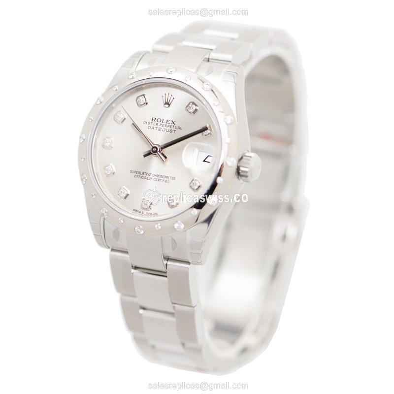 Rolex Datejust Replica - Automatic - White Gold - Steel Case, Silver Dial - View 3