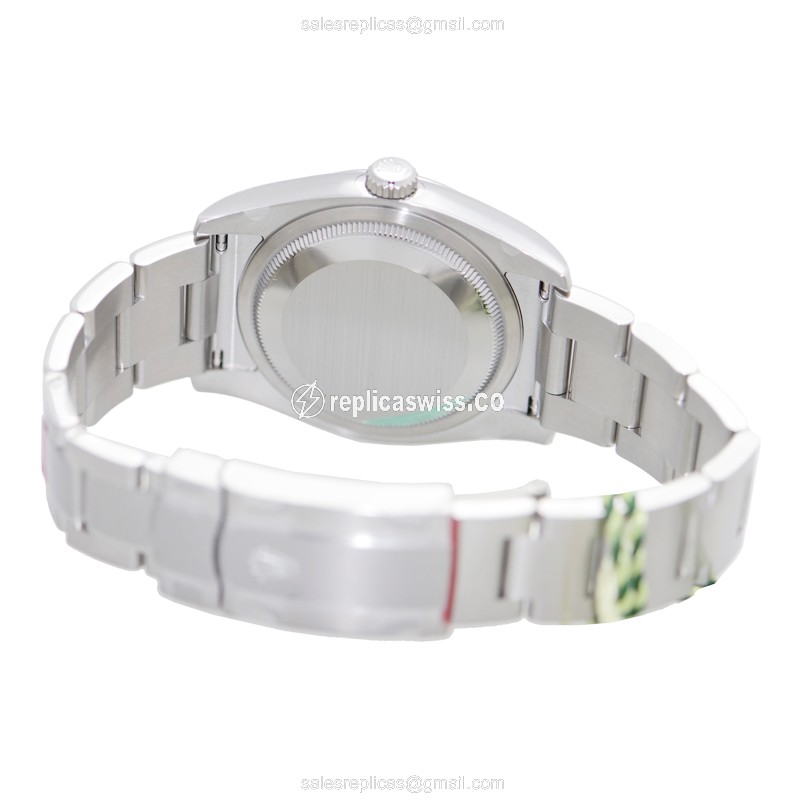 Rolex OYSTER PERPETUAL Replica | Automatic | Black Dial | Silver Steel Strap - View 3