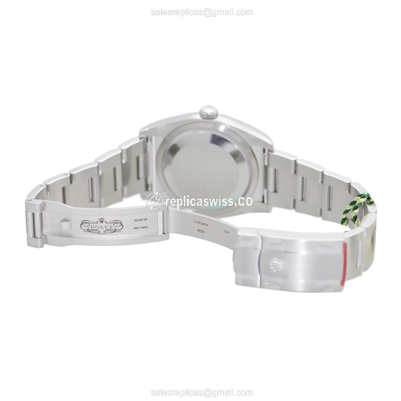Rolex OYSTER PERPETUAL Replica | Automatic | Black Dial | Silver Steel Strap - View 4