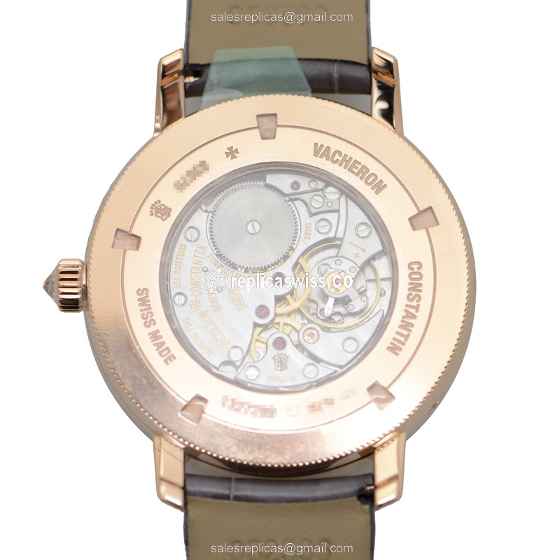Vacheron Constantin 83570/000R-9915 TRAD. - Manual Wind - 18kt Rose Gold - Diamond Dial - White - Brown Alligator Buckle - View 3