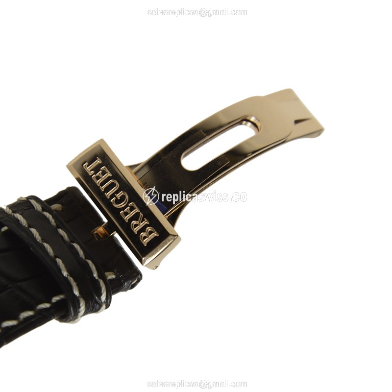 Breguet 3810BR/92/9ZU Replica - Automatic - 18kt Rose Gold - Dark Grey Dial - Brown Alligator Strap - View 3