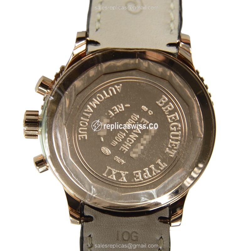 Breguet 3810BR/92/9ZU Replica - Automatic - 18kt Rose Gold - Dark Grey Dial - Brown Alligator Strap - View 4