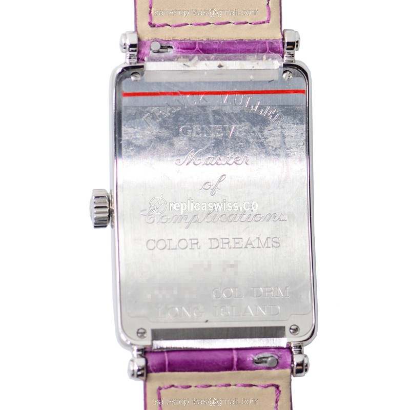 Franck Muller Long Island Replica - Auto - Silver - Diamonds - View 3