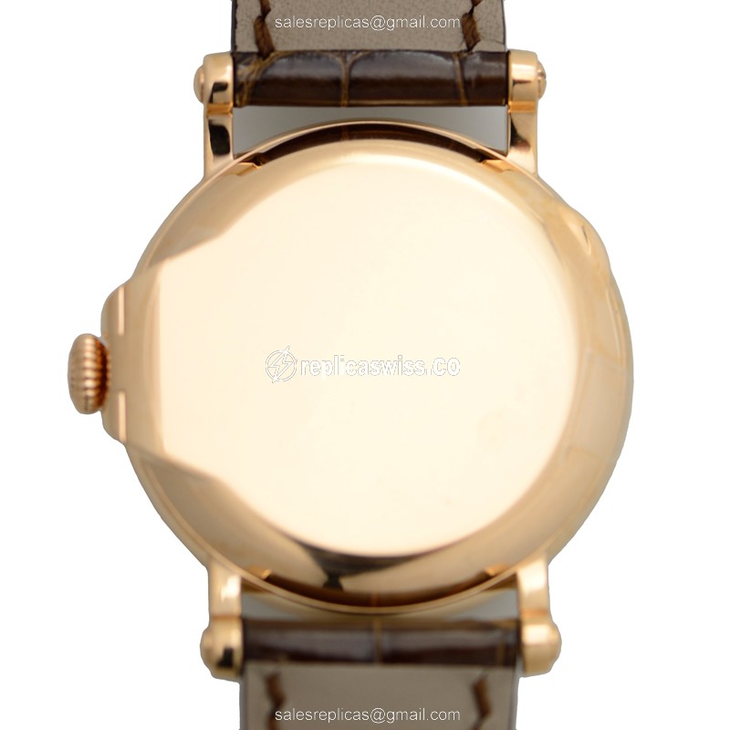 Patek Philippe 5153R-001 CALATRAVA - Auto - 18kt Rose Gold - White Dial - Brown Alligator Strap - View 3