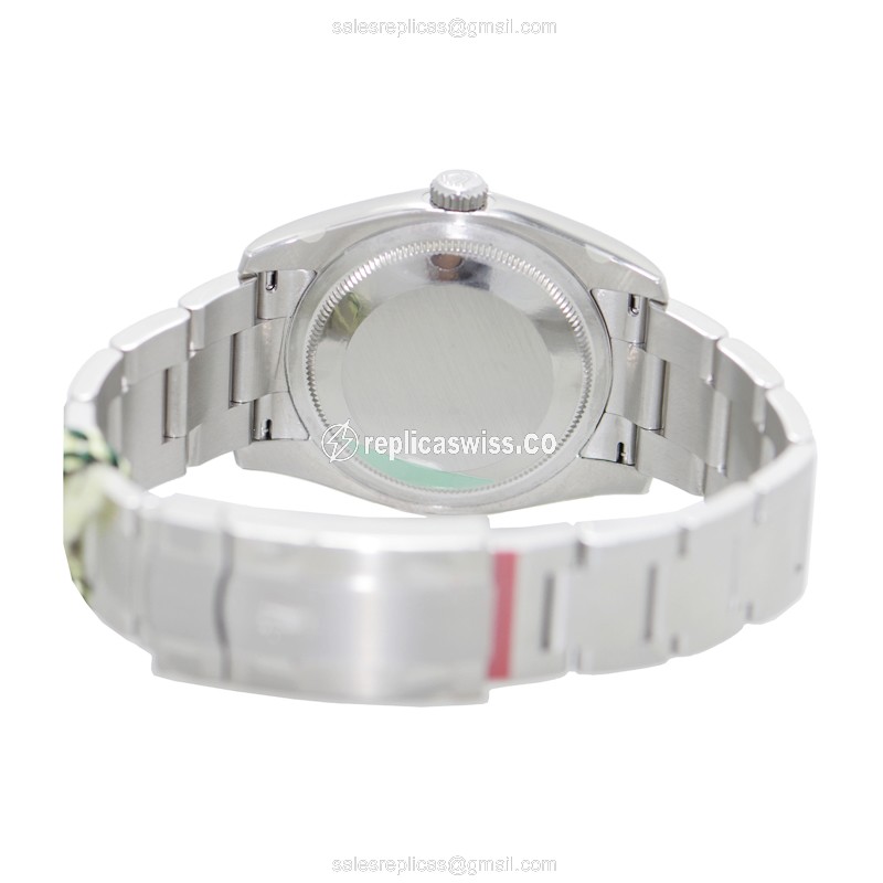 Rolex Oyster Perpetual Replica - Automatic - White Gold Case - Silver Dial, Steel Clasp & Strap - View 4