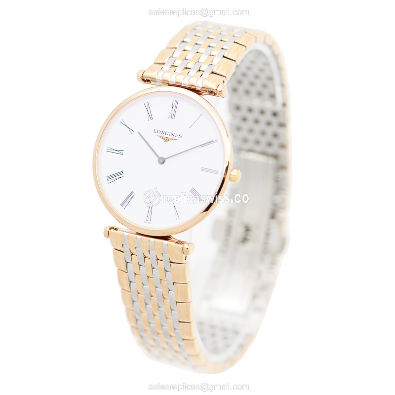 Longines L4.709.1.91.7 Replica - Quartz - Gold PVD Case - White Dial - View 3