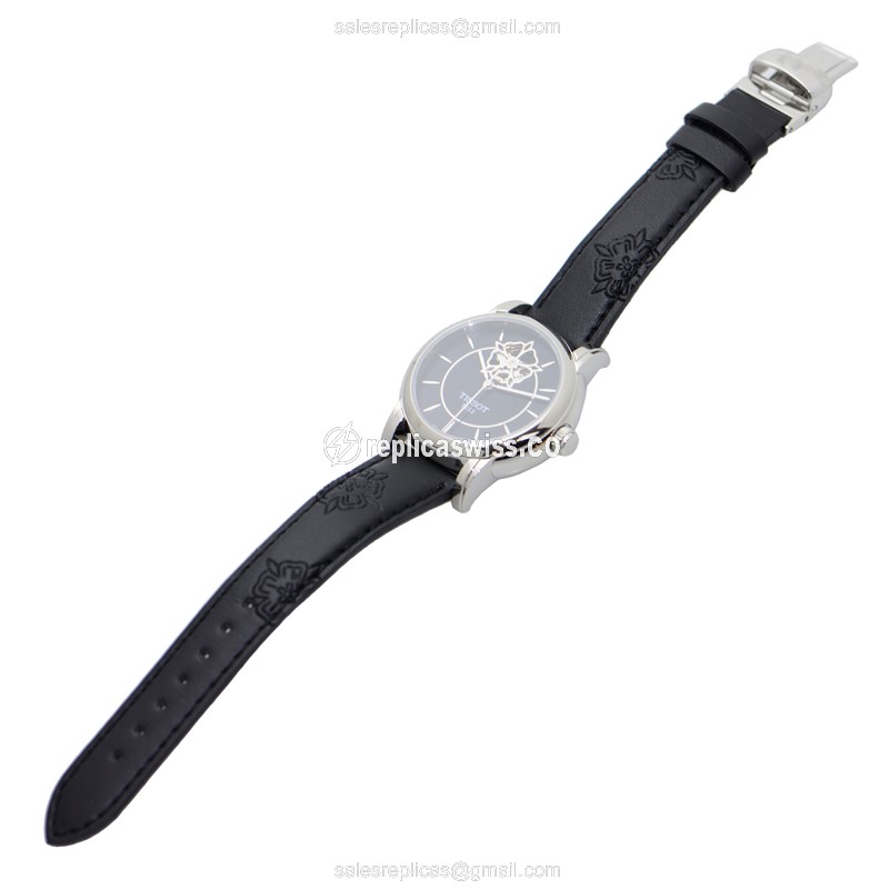Rolex T-CLASSIC Replica - Automatic - Stainless Steel - Black Dial - Leather Strap - View 2