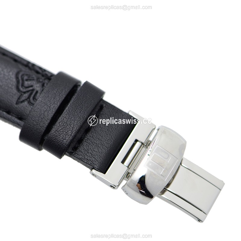 Rolex T-CLASSIC Replica - Automatic - Stainless Steel - Black Dial - Leather Strap - View 4