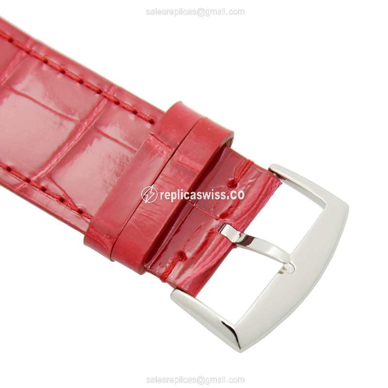 Franck Muller 1002 QZ COL DRM MOP Long Island - Quartz - Steel Case - Silver Dial - Red Alligator Strap - Buckle Clasp - View 4