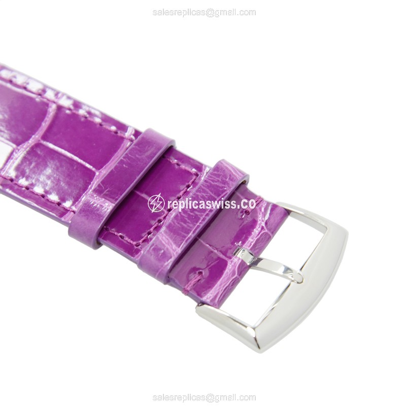 Franck Muller 1002 QZ REL MOP LONG ISLAND - Quartz - Steel - Silver - Buckle Clasp - Purple Alligator Strap - View 4
