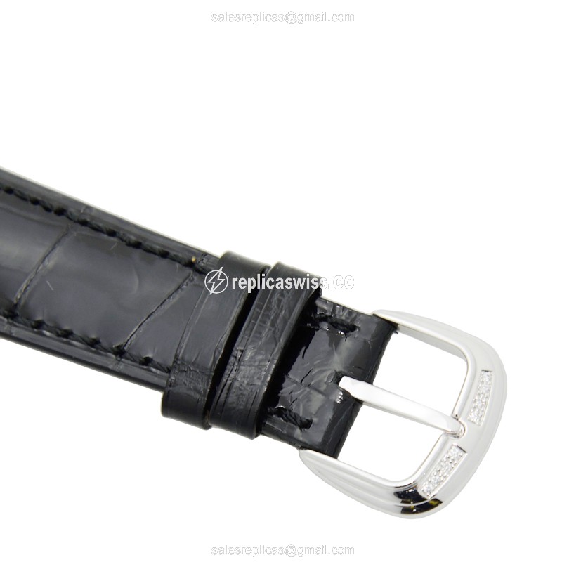 Franck Muller 7880 B S6 SQT D OG Replica - Manual - 18kt Gold - Diamond Skull - Black Alligator Buckle - View 4