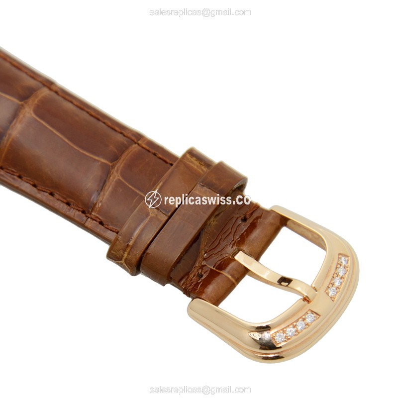 Franck Muller 8880 B S6 SQT D 5N GENEVE Quartz - 18kt Rose Gold & Diamonds - Skull Dial - Brown Alligator Strap - Buckle Clasp - View 4