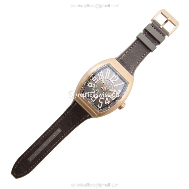 Franck Muller V45 SC DT 5N Vanguard - 18kt Rose Gold - Automatic - Brown Dial, Leather Strap - View 2