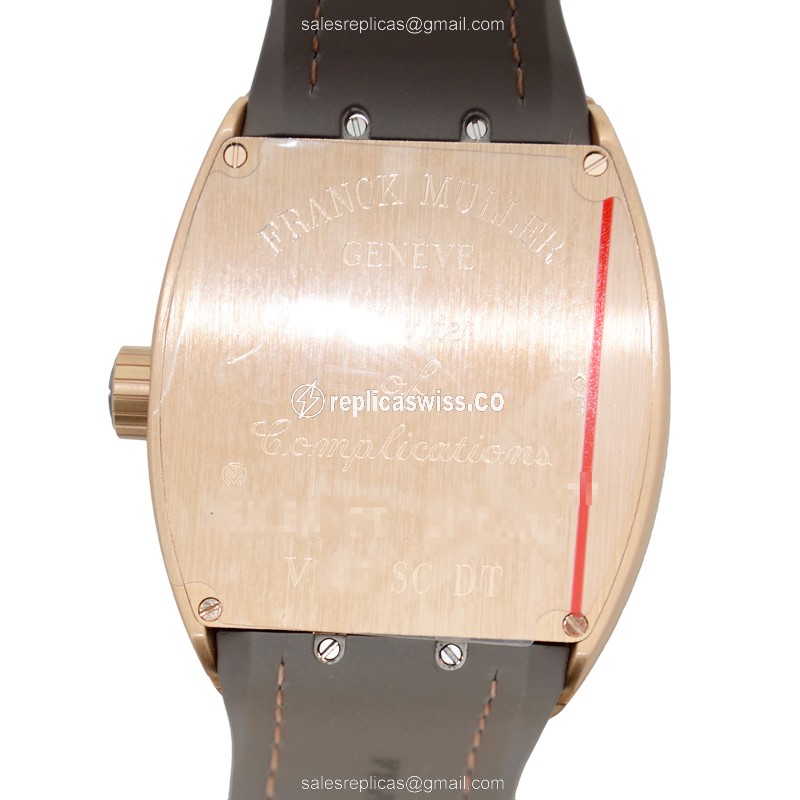 Franck Muller V45 SC DT 5N Vanguard - 18kt Rose Gold - Automatic - Brown Dial, Leather Strap - View 3
