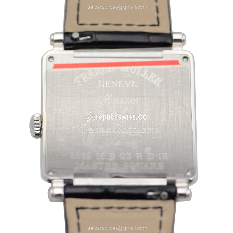 Franck Muller 6002 M B QZ R D 1R Quartz - Diamond Case - Silver Dial - Black Alligator Buckle - View 3