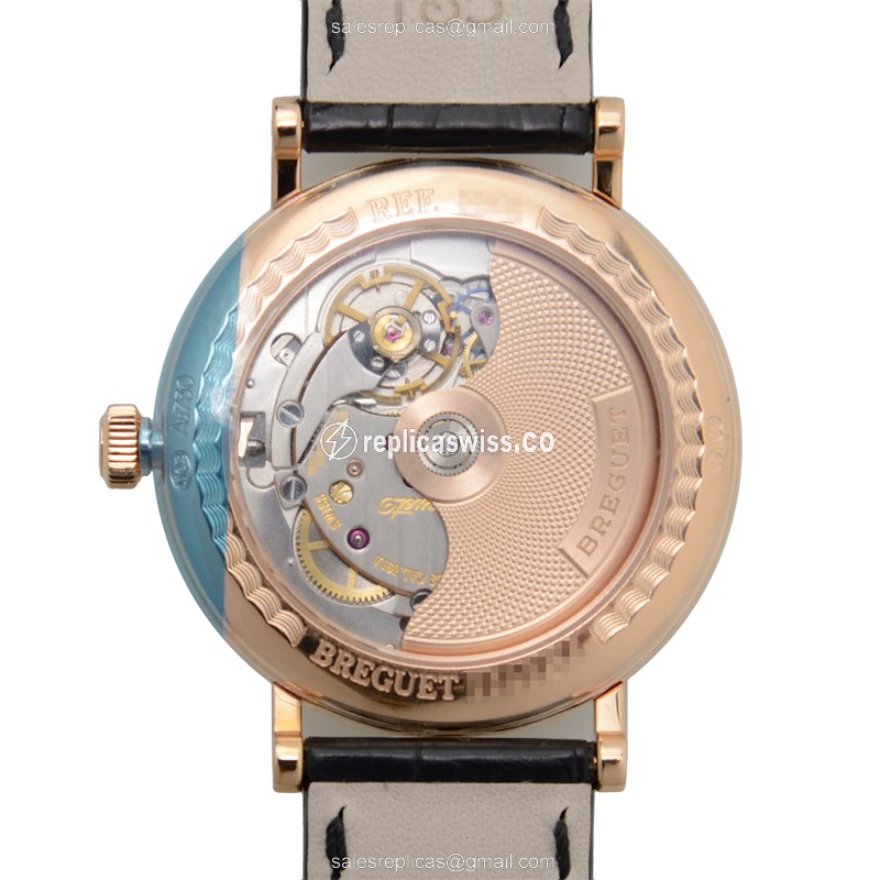 Breguet 9068BR/12/976/DD00 Replica - Automatic - 18kt Rose Gold - Diamond Set - Silver Dial - Brown Alligator Strap - View 3