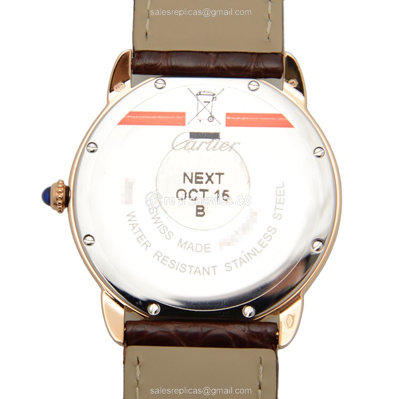 Cartier RONDE SOLO Replica - Quartz - 18kt Rose Gold - Steel Case - White Dial - View 3