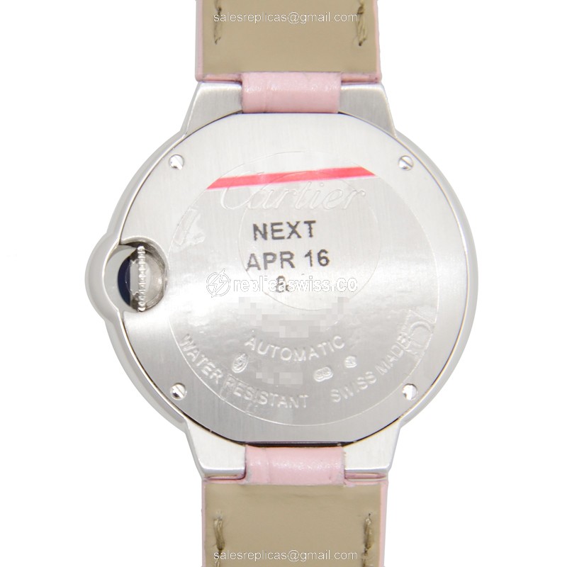 Cartier Ballon Bleu Replica - Auto - White - Pink Alligator - View 3