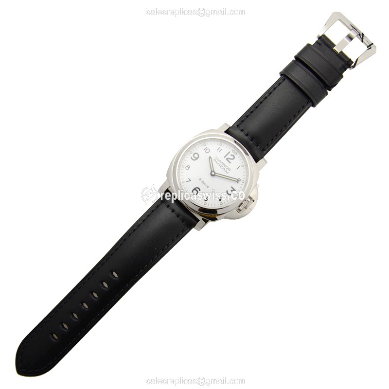 Panerai PAM00561 LUMINOR Manual Wind - White Dial - Steel Case - Black Cowhide Strap - Buckle Clasp - View 2