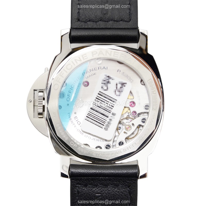 Panerai PAM00561 LUMINOR Manual Wind - White Dial - Steel Case - Black Cowhide Strap - Buckle Clasp - View 3