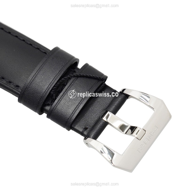 Panerai PAM00561 LUMINOR Manual Wind - White Dial - Steel Case - Black Cowhide Strap - Buckle Clasp - View 4