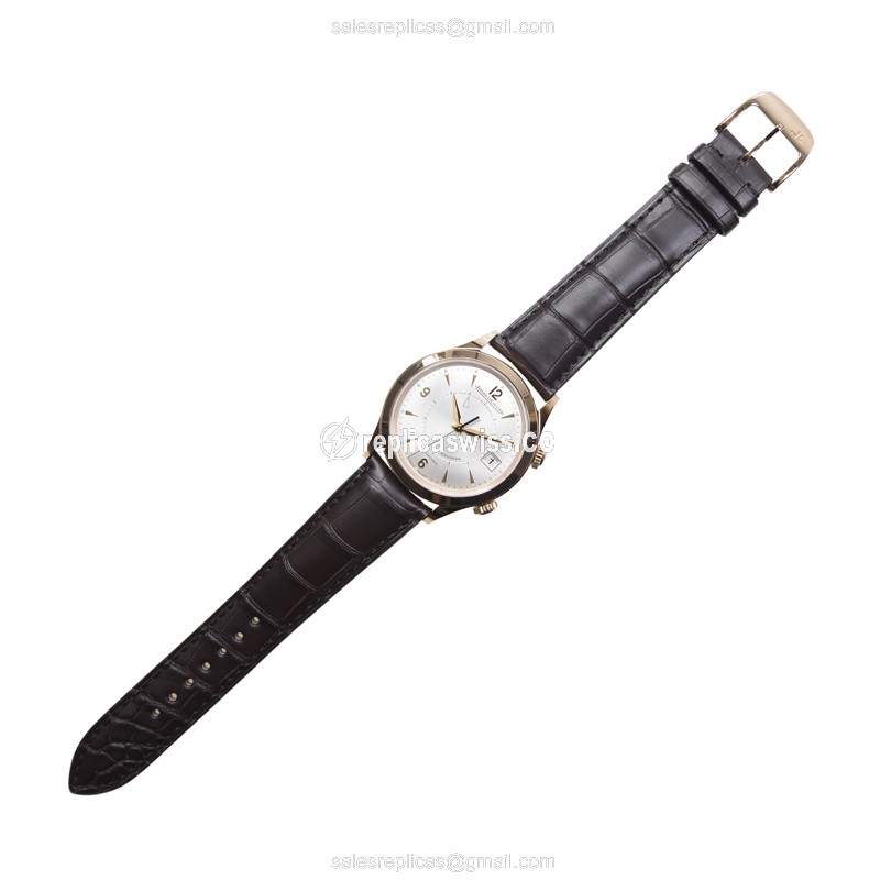 Jaeger-Lecoultre Q1412530 Replica - Ultra Thin - Automatic - 18kt Rose Gold - Silver Dial - Brown Alligator Buckle - View 2