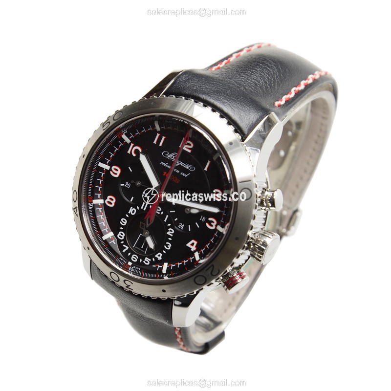 Breguet 3880ST/H2/3XV Replica - Automatic - Black Dial - Leather Strap - Clasp - View 3