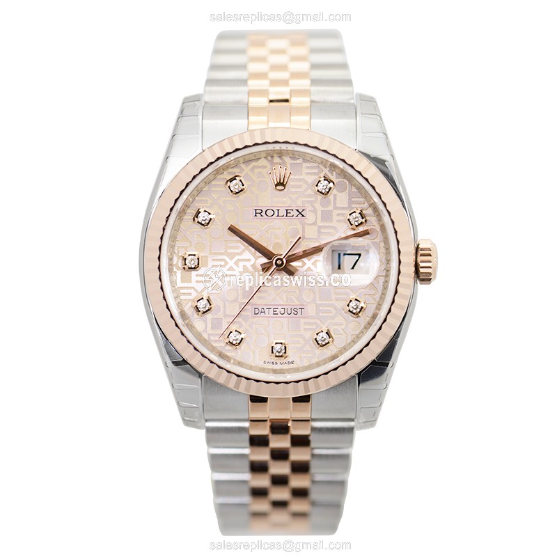 Rolex DATEJUST Replica - 18kt Rose Gold & Steel - Automatic - Pink Dial - View 2