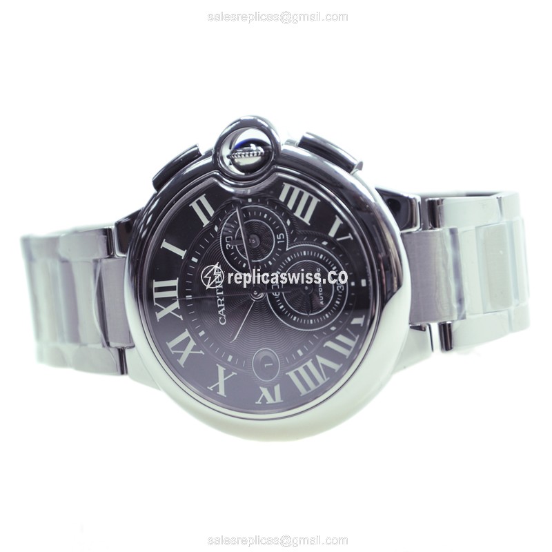 Cartier Ballon Bleu Replica - Automatic - Steel Case - Dark Grey - Silver Band - View 3
