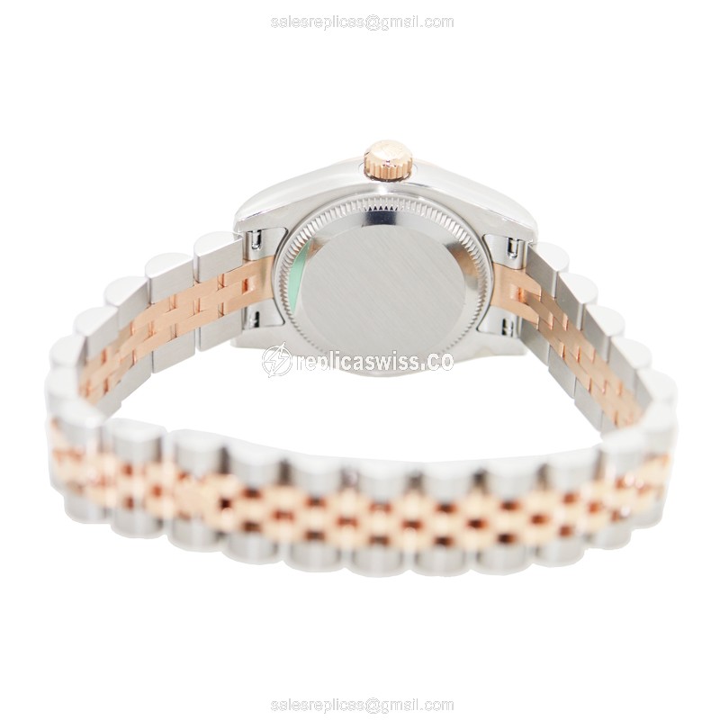 Rolex Lady Datejust Replica - Automatic - Pink Dial - 18kt Rose & Steel - Silver Strap - View 4