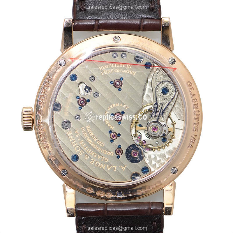 A Lange & Sohne 235.032 1815 Chrono - Manual - 18kt Rose Gold - White Dial - Brown Alligator Buckle - View 3