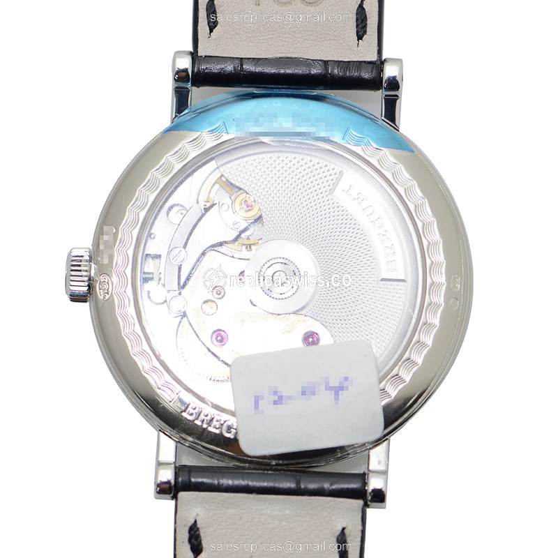Breguet 9068BB/12/976/DD00 Replica - Automatic - White Gold - Diamond Dial - Silver - Black Alligator Strap - View 3
