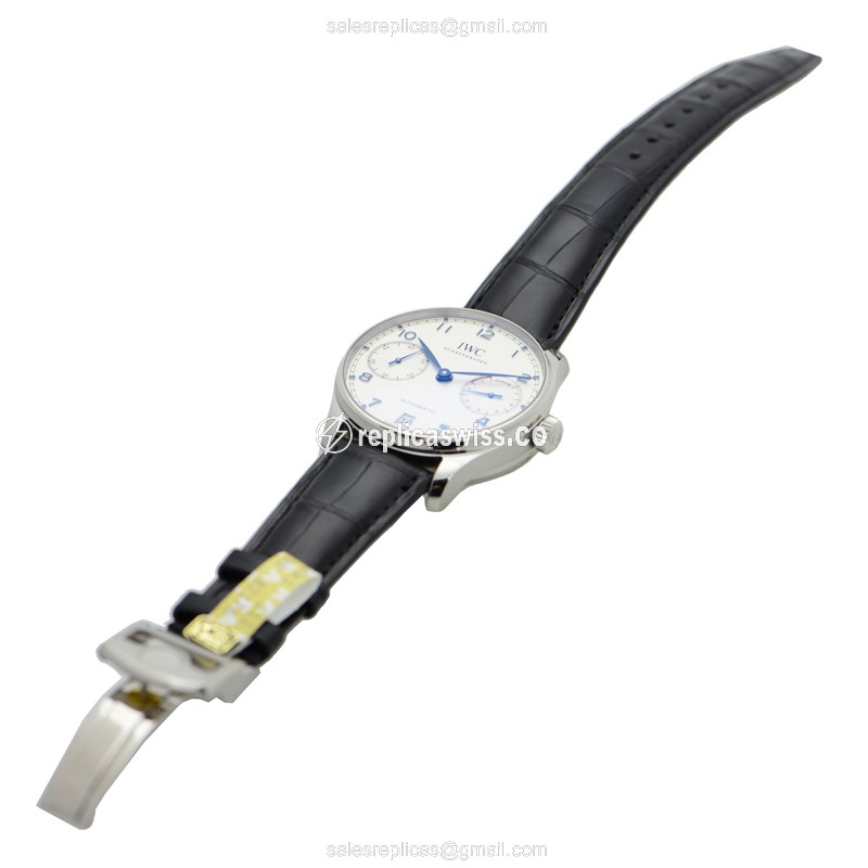 IWC Portuguese Replica - Automatic - Stainless Steel - Silver Dial - Black Alligator Strap - View 2