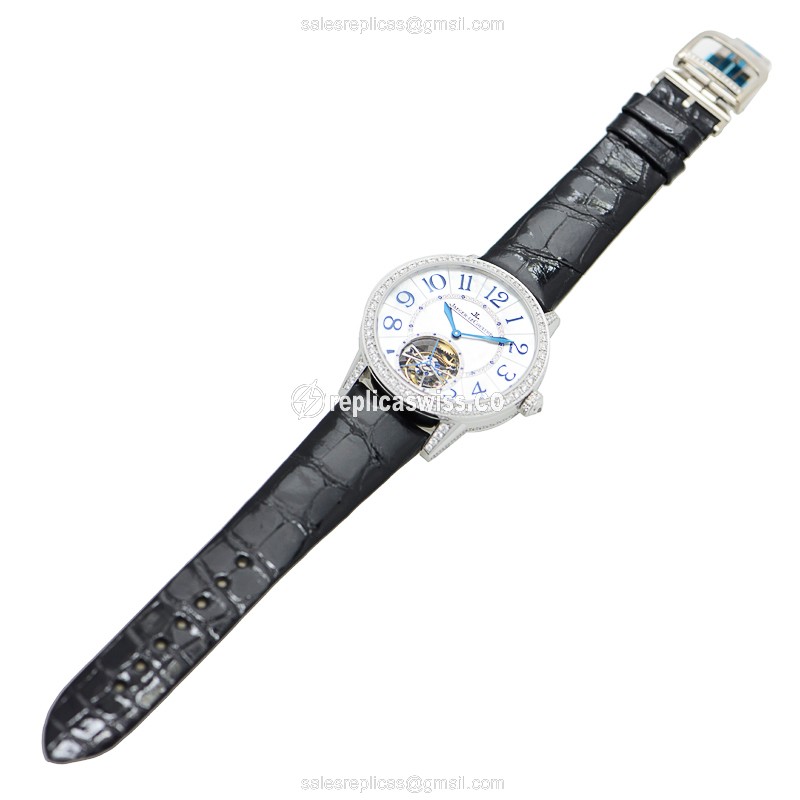 Jaeger-Lecoultre Rendez-Vous Replica - Automatic - 18kt White Gold - Diamond Bezel - Black Alligator Strap - View 2