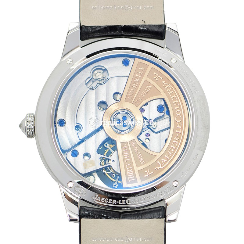Jaeger-Lecoultre Rendez-Vous Replica - Automatic - 18kt White Gold - Diamond Bezel - Black Alligator Strap - View 3