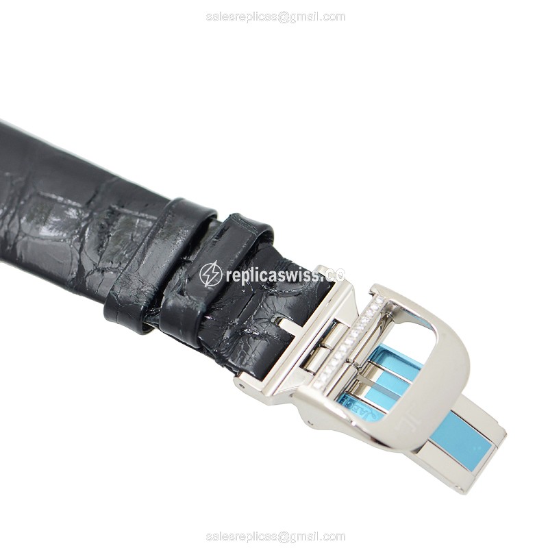 Jaeger-Lecoultre Rendez-Vous Replica - Automatic - 18kt White Gold - Diamond Bezel - Black Alligator Strap - View 4