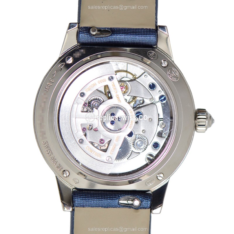Jaeger-Lecoultre Q3463407 Rendez-Vous Replica - Automatic 18kt White Gold - Diamond - Silver Dial - Blue Satin Strap - View 3