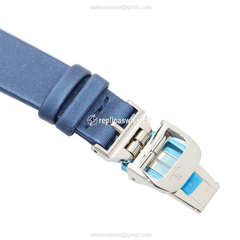 Jaeger-Lecoultre Q3463407 Rendez-Vous Replica - Automatic 18kt White Gold - Diamond - Silver Dial - Blue Satin Strap - View 4