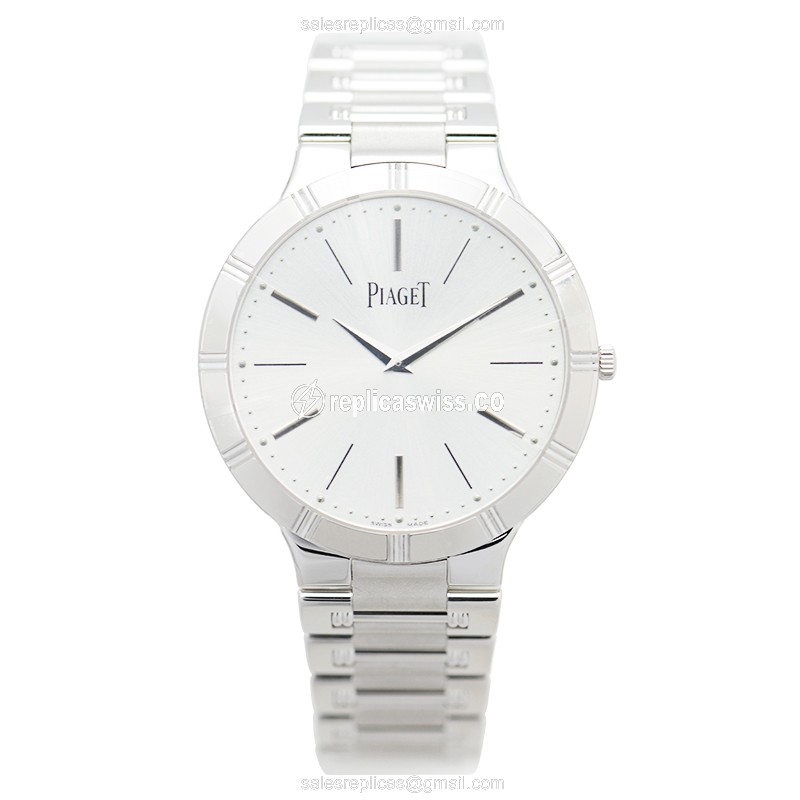 Piaget G0A31035 Replica - Manual Wind - 18kt Gold Case - Silver Dial - Silver Strap - View 2