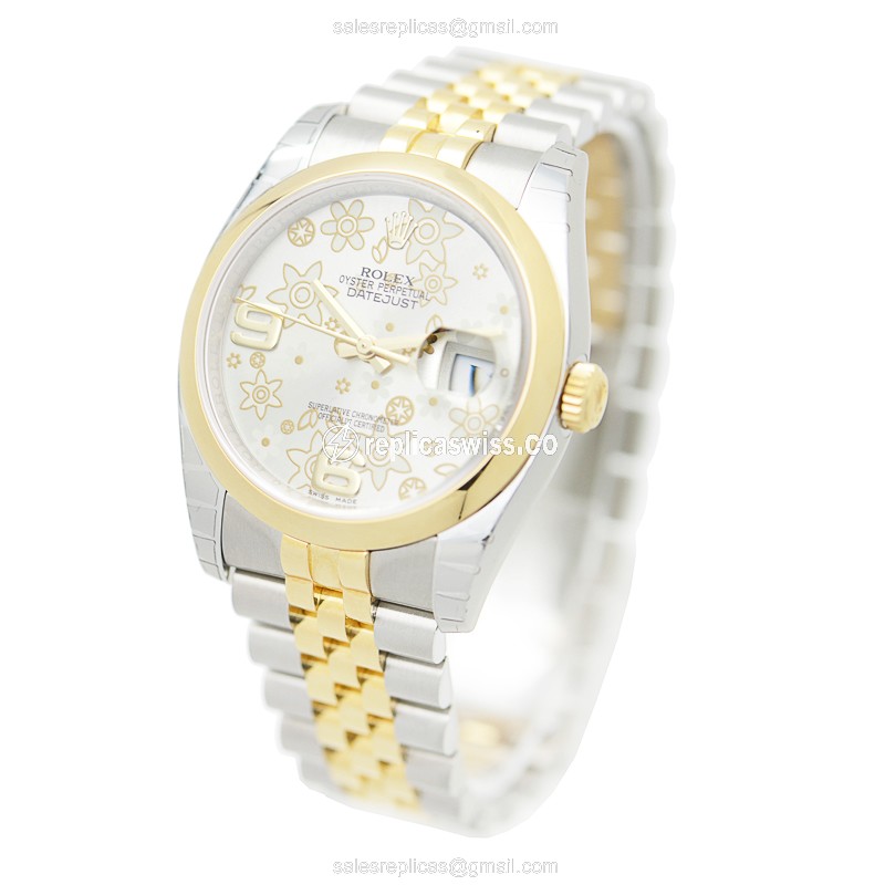 Rolex DATEJUST Replica - Automatic - 18kt Gold & Steel - Silver Dial - Steel Clasp - View 3