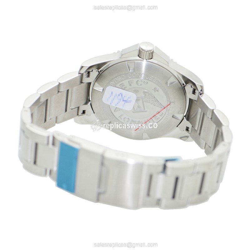 Longines CONQUEST Replica - Quartz - Black Dial, Steel Case - Silver Strap - View 4