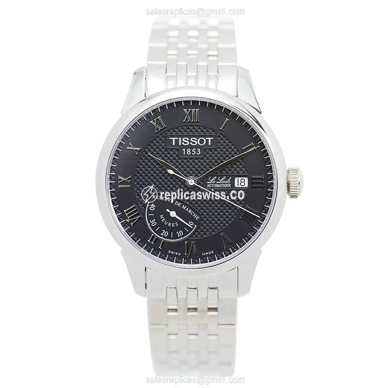 Automatic Tissot T-CLASSIC Replica - Steel Case - Black Dial - Silver Band - View 2