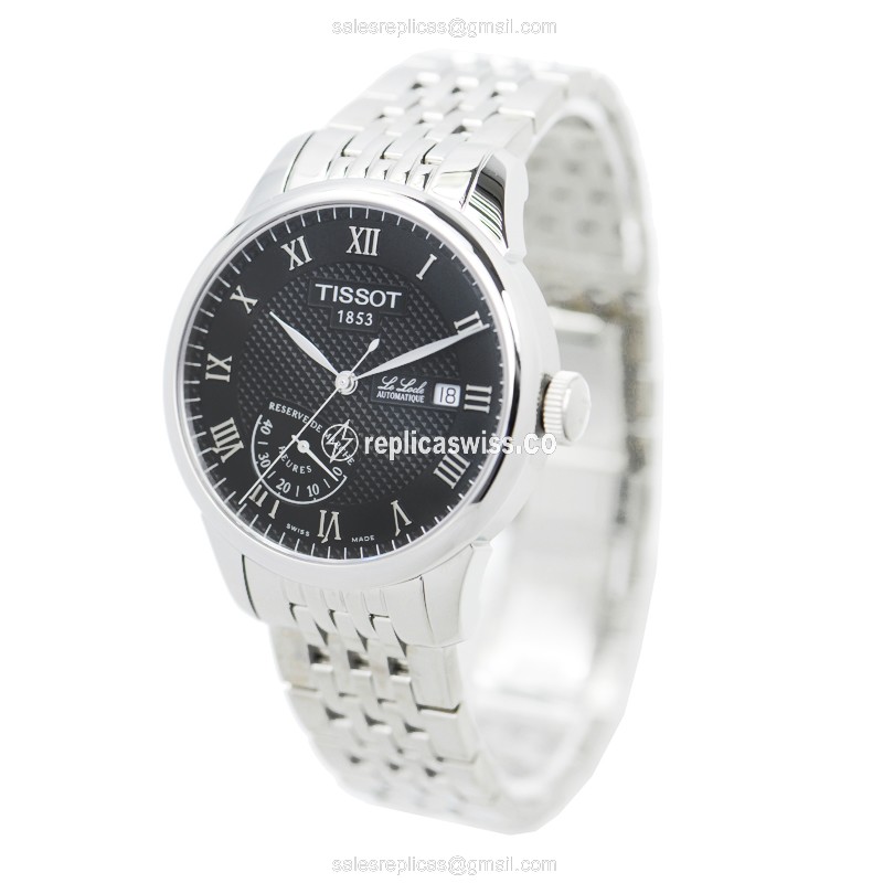 Automatic Tissot T-CLASSIC Replica - Steel Case - Black Dial - Silver Band - View 3