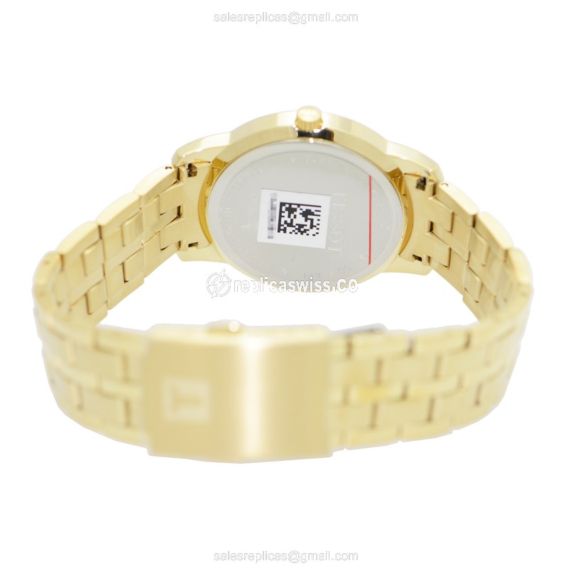 Tissot T-CLASSIC Quartz - Black Dial - Steel Case - Gold Strap - Clasp - 33mm - View 4