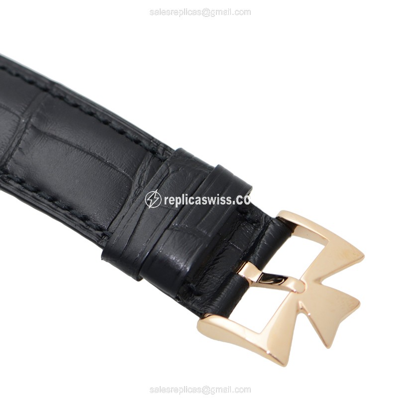 Vacheron Constantin 85180/000R-9166 Replica - Automatic - 18kt Rose Gold - Dark Grey Dial - Black Alligator Strap - View 4