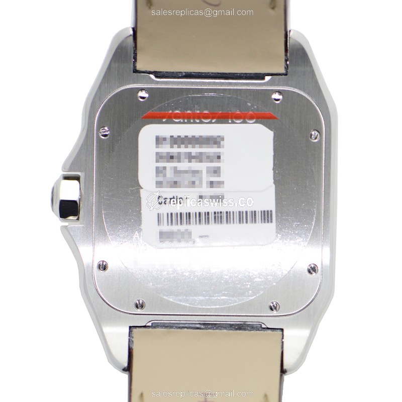 Cartier Santos Replica - Automatic - 18kt Gold & Steel - Silver Dial - Brown Alligator Strap - View 3
